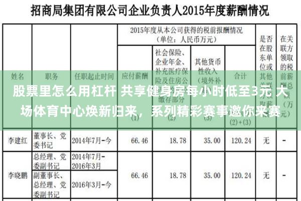 股票里怎么用杠杆 共享健身房每小时低至3元 大场体育中心焕新归来，系列精彩赛事邀你来赛