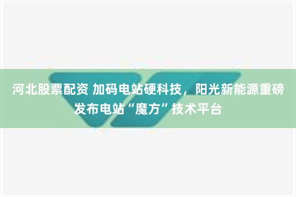 河北股票配资 加码电站硬科技，阳光新能源重磅发布电站“魔方”技术平台